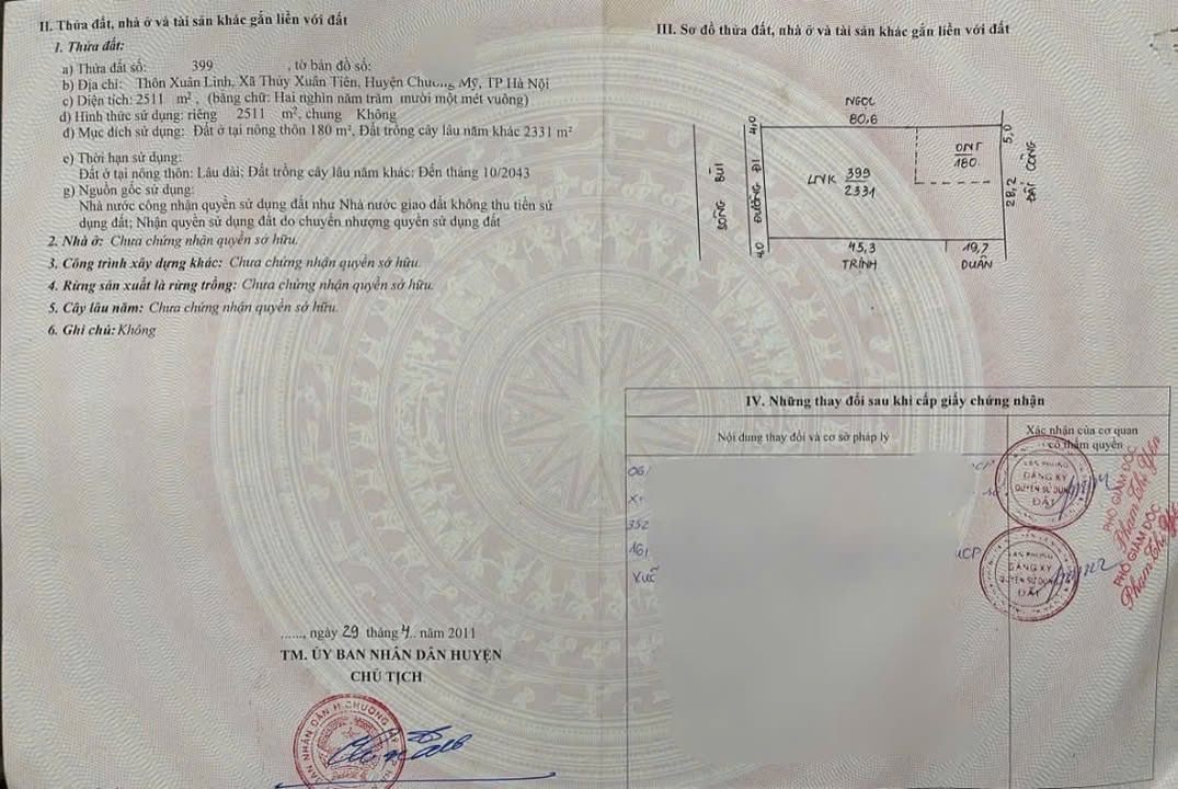 Đất nền Xuân Linh, Chương Mỹ 2511m² giá chỉ 1.0 triệu/m² - Đầu tư sinh lời ngay!