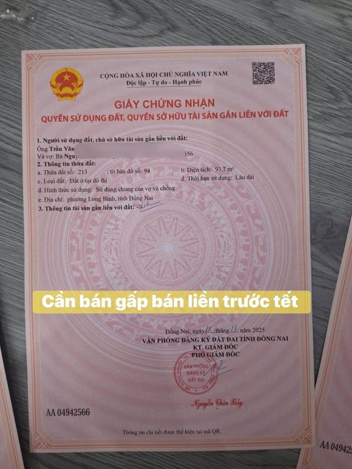 Đất thổ cư đường thông xe tải Biên Hòa 96m² giá 2.65 tỷ - Giao dịch nhanh chóng!