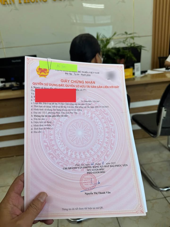 Đất thổ cư 75m² Phường Hai Bà Trưng, Phúc Yên - Gần trường chất lượng cao chỉ 100m!