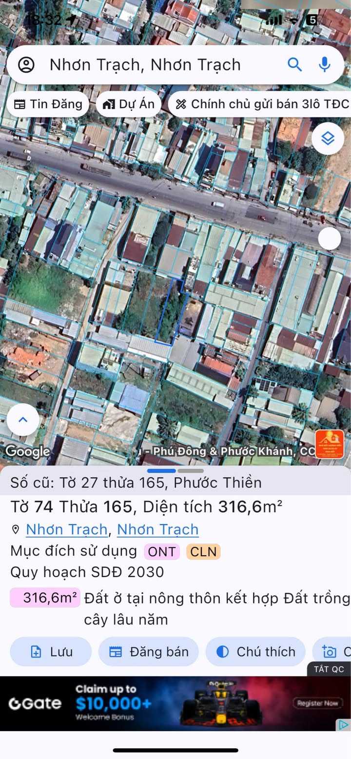 Đất vườn thổ cư xã Phước Thiền 316m² giá 3 tỷ - Phù hợp xây nhà trọ!