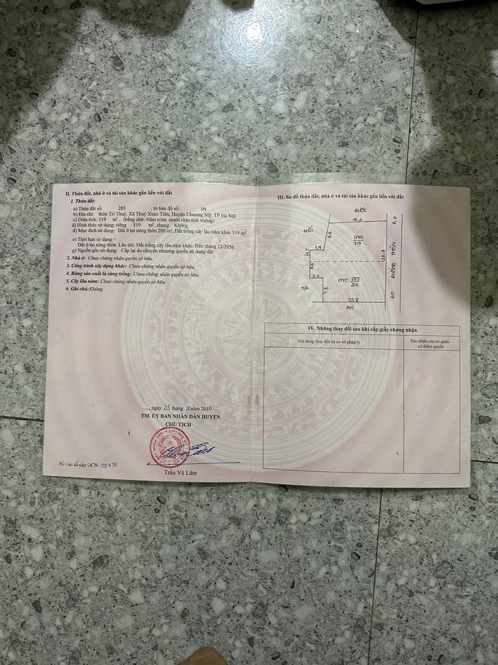 Đất thổ cư 120m² tại Tri Thủy, Chương Mỹ, Hà Nội - Vị trí đẹp, phát triển hạ tầng!