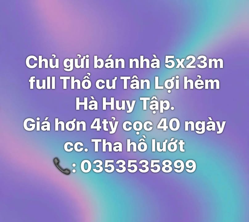 Nhà phố Tân Lợi 115m² giá 4 tỷ - Sổ hồng chính chủ, Thổ cư hoàn chỉnh!