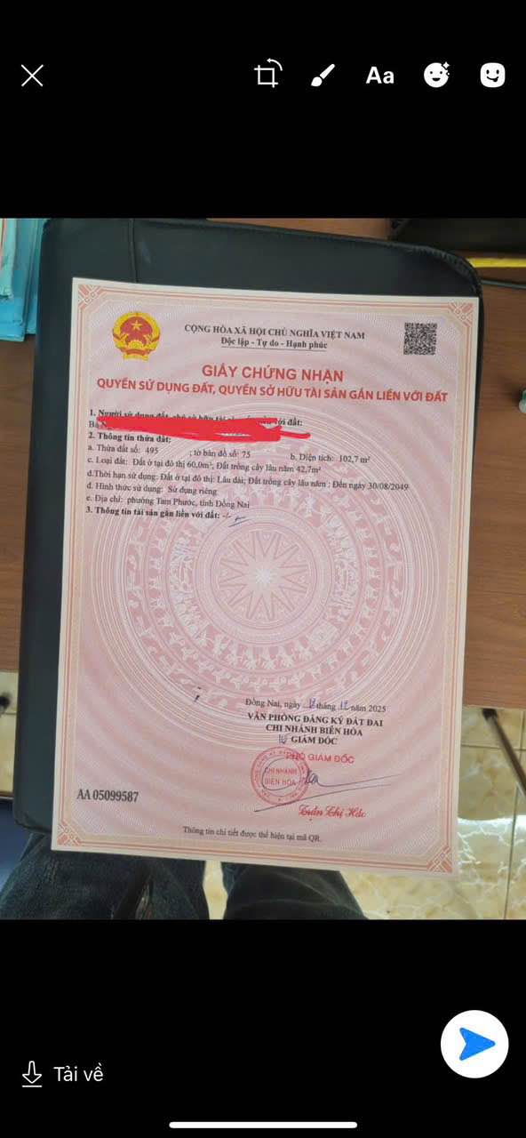 Farm Khu trại gà Tam Phước Biên Hòa 100m² giá 1.6 tỷ - Sổ riêng thổ cư