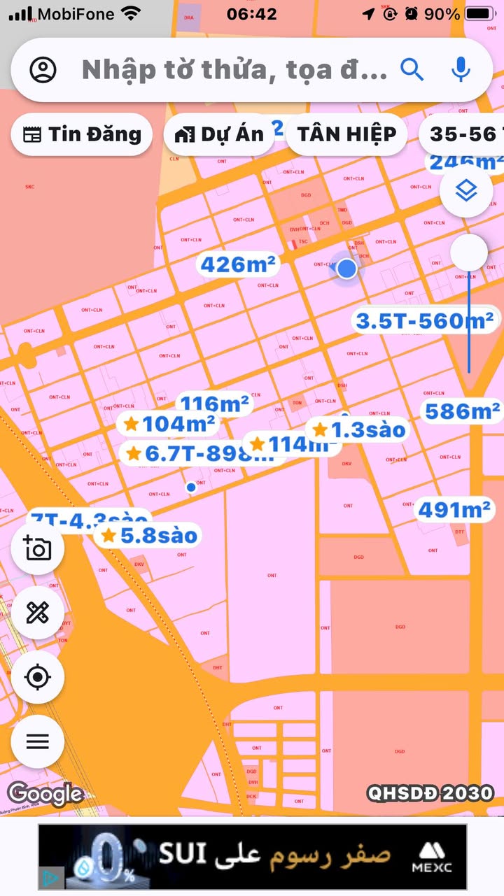 Đất thổ cư xã Tân Hiệp - Long Thành 312m² giá 2.1 tỷ - Đường thông tứ hướng