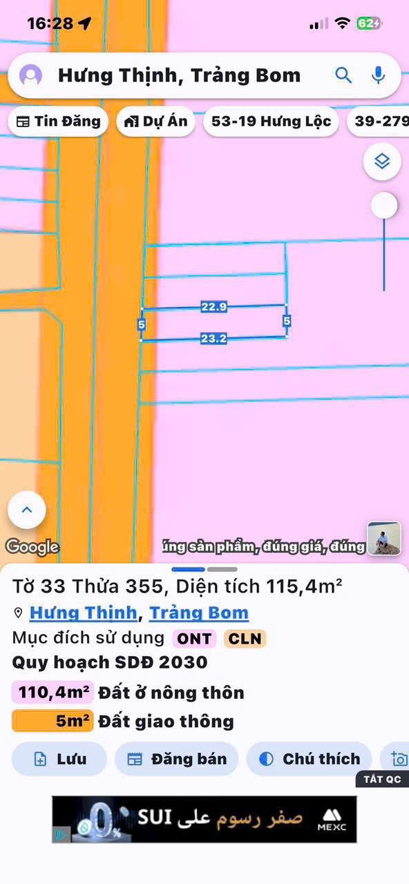 Đất nền Sông Trầu, Trảng Bom 115m² giá 1.5 tỷ - Mặt tiền kinh doanh đắc địa!