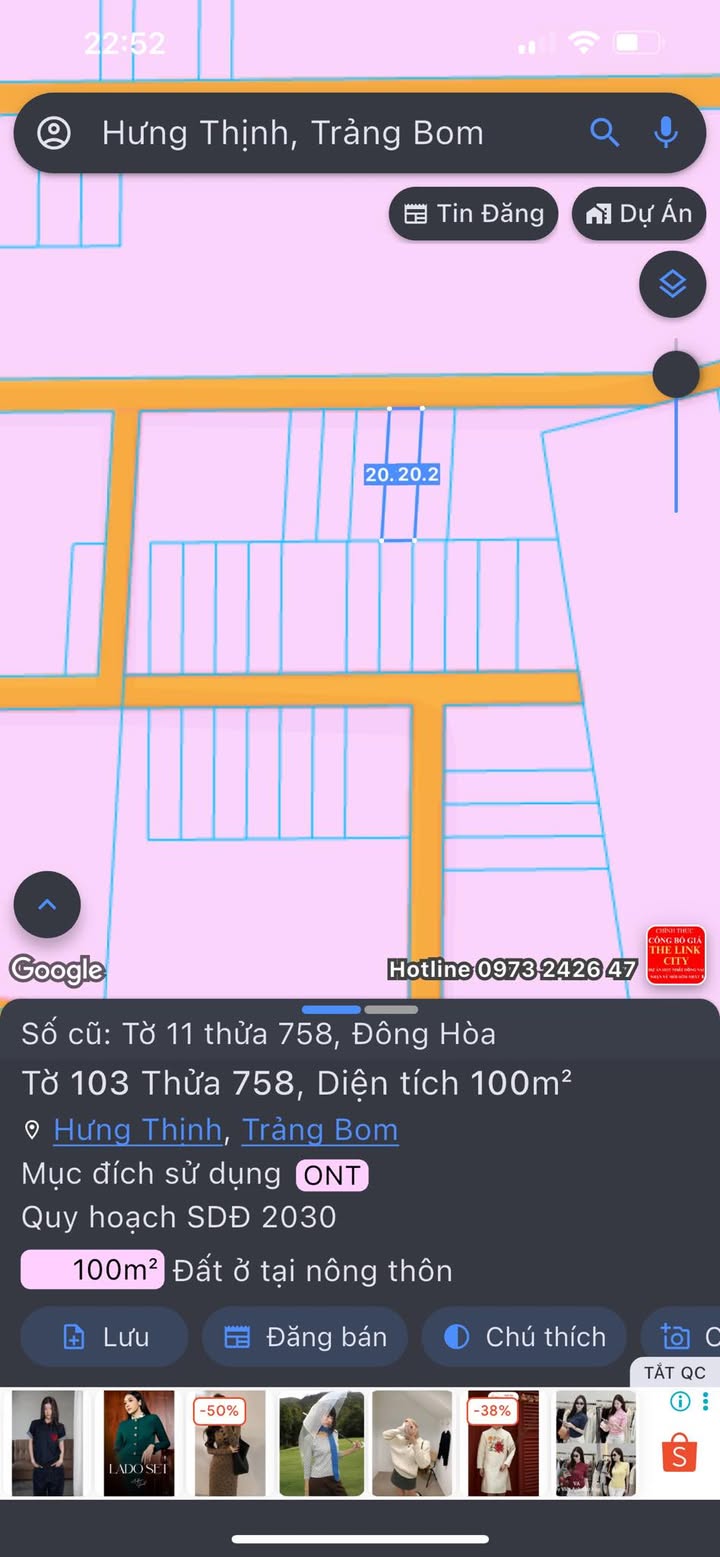 Đất nền 100m² khu phố mới Đông Hoà, giá chỉ 8xx triệu - Sổ riêng thổ cư