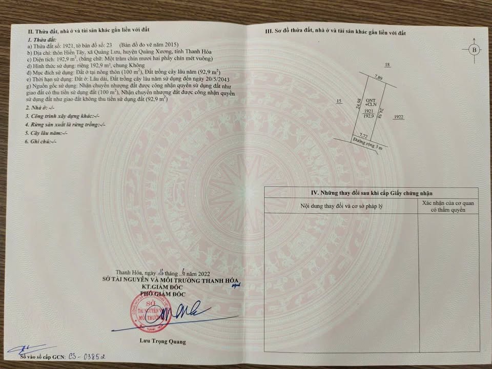 Đất thổ cư 200m² tại Xã Quảng Lưu, giá chỉ 500 triệu - Cơ hội đầu tư tuyệt vời!