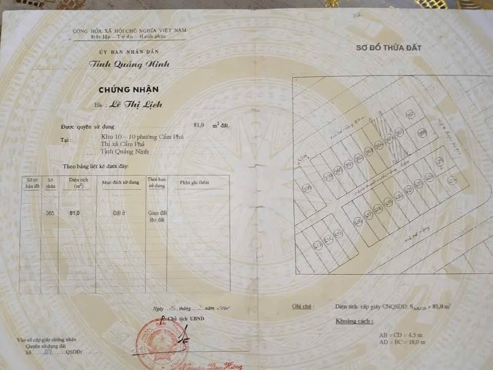 Đất dự án 10/10 Cẩm Phả 81m² giá 1.59 tỷ - Cần thanh khoản gấp trước Tết!