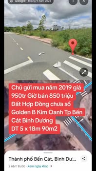 Đất nền Golden B Kim Oanh Bến Cát 90m² giá 850 triệu - Cơ hội đầu tư hấp dẫn!