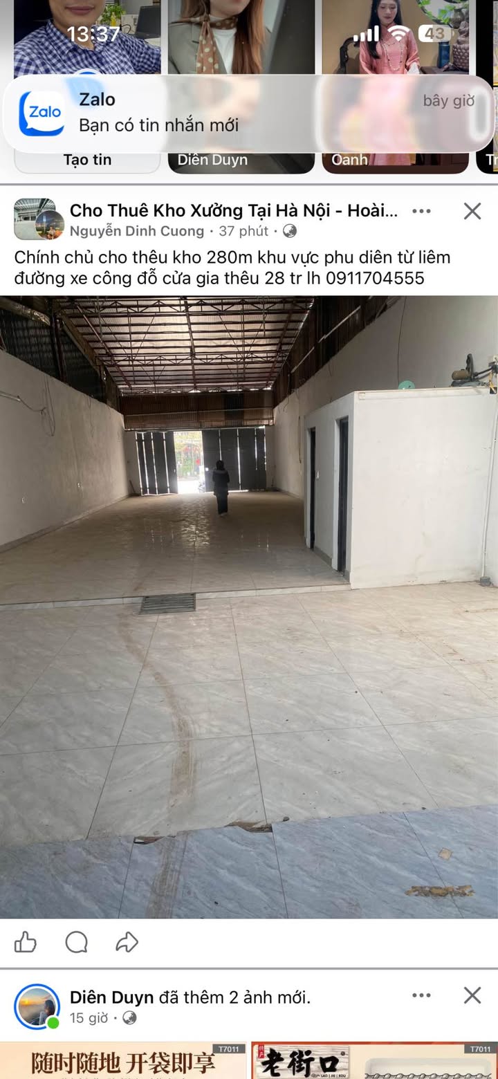 Kho xưởng cho thuê tại Phúc Diễn, 280m² - Phù hợp sản xuất nhẹ và lưu trữ!