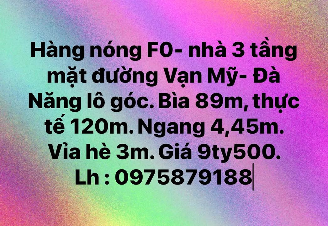 Nhà 3 tầng mặt đường Vạn Mỹ, Hải Phòng 120m² giá 9.5 tỷ - Lô góc đẹp, cơ hội đầu tư hiếm có!