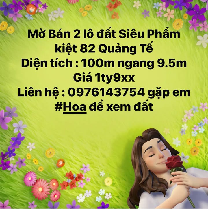 Đất nền kiệt 82 Quảng Tế 100m² giá 1.9 tỷ - Cơ hội đầu tư tuyệt vời!