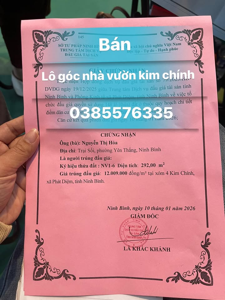 Đất nền Kim Chính, Huyện Kim Sơn 292m² - Vị trí cực đẹp, cơ hội vàng cho đầu tư!