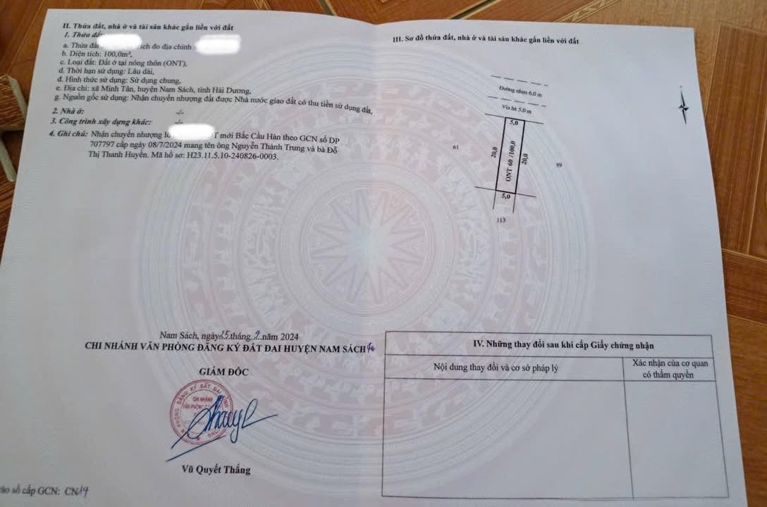 Lô đất chính chủ tại Minh Tân - Nam Sách 100m² giá 3 tỷ - Cơ hội đầu tư tuyệt vời!