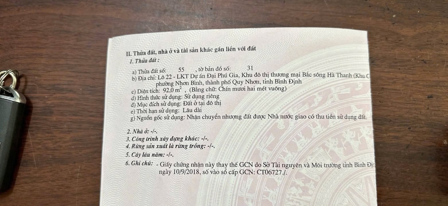 Đất mặt tiền Khu Đại Phú Gia Quy Nhơn 92m² giá 4 tỷ - Đầu tư sinh lời ngay!