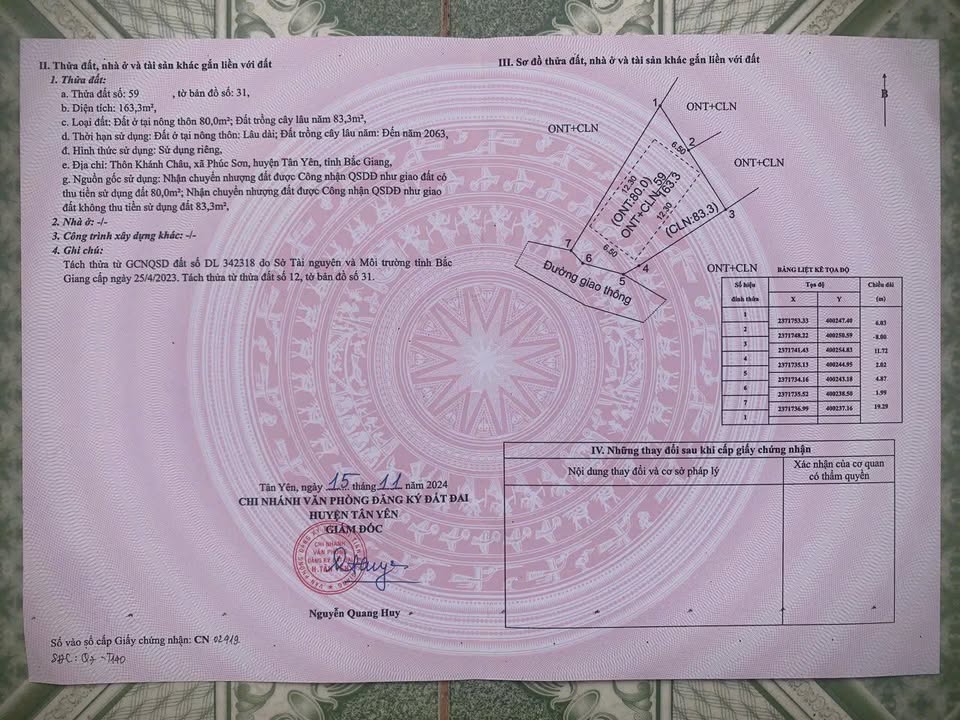 Đất nền tại Khánh Châu, Phúc Sơn, Bắc Giang 165m² - Bán gấp giá chỉ 400 triệu!