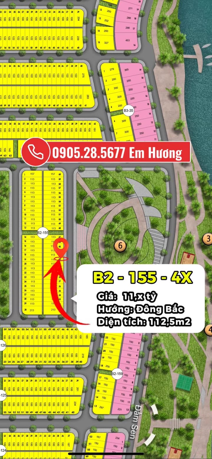 Đất nền lô Đầm Sen B2-155, Gia Lâm 112,5m² giá 11 tỷ - Không gian xanh mát mẻ quanh năm!