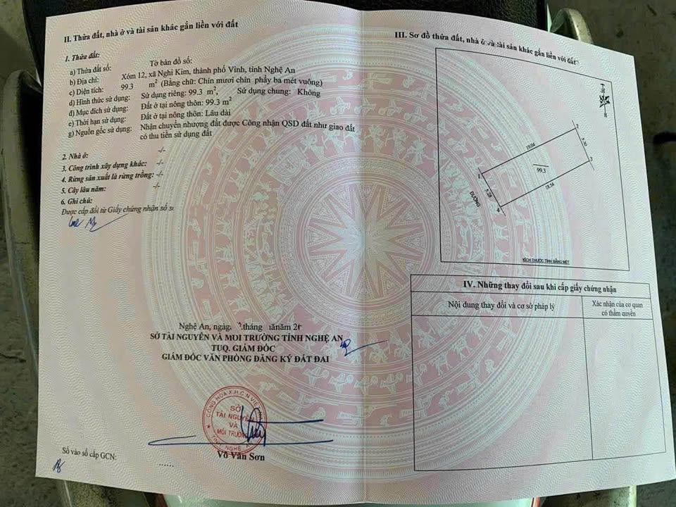 Đất Nghi Kim, TP Vinh 99.3m² giá 1 tỷ - Cơ hội đầu tư tốt!