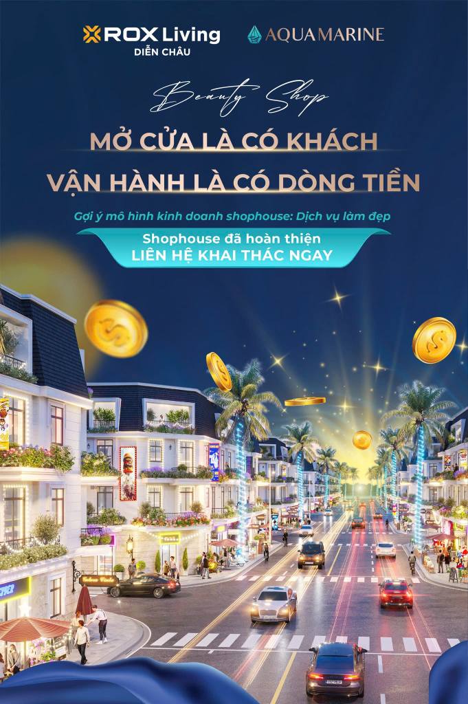 Shophouse ROX Living Aquamarine, Diễn Châu - Cho thuê, 4 tầng - Đầu tư sinh lời ngay lập tức!
