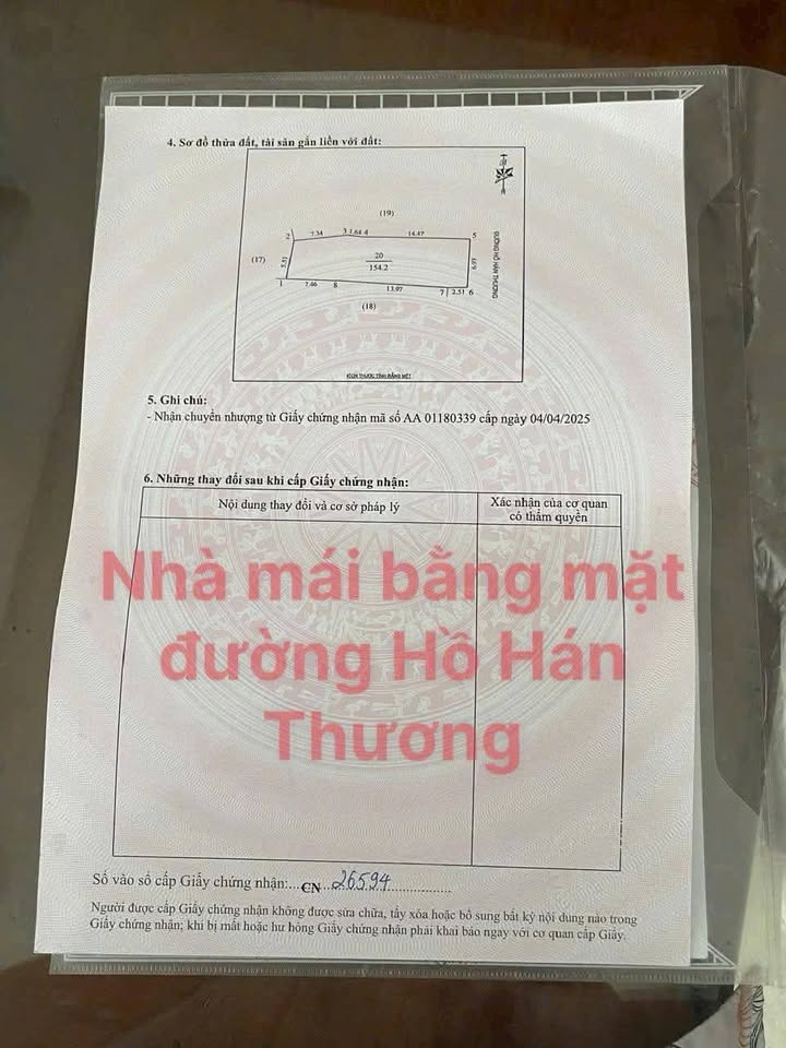 Đất kinh doanh mặt đường Hồ Hán Thương, 154m² giá 8.4 tỷ - Cơ hội đầu tư hấp dẫn!