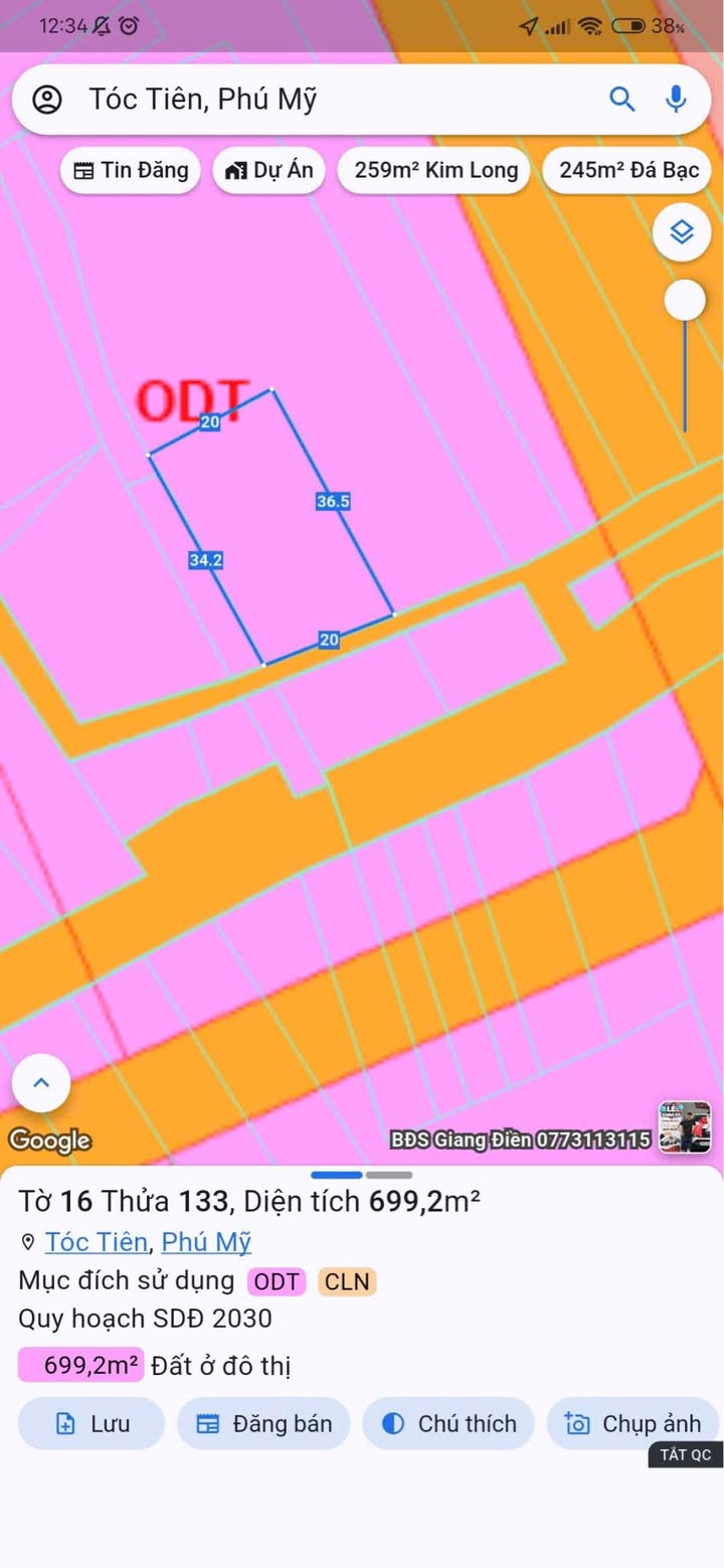 Đất nền Tóc Tiên, Phú Mỹ 1000m² giá 5.7 tỷ - Đầu tư sinh lời ngay!