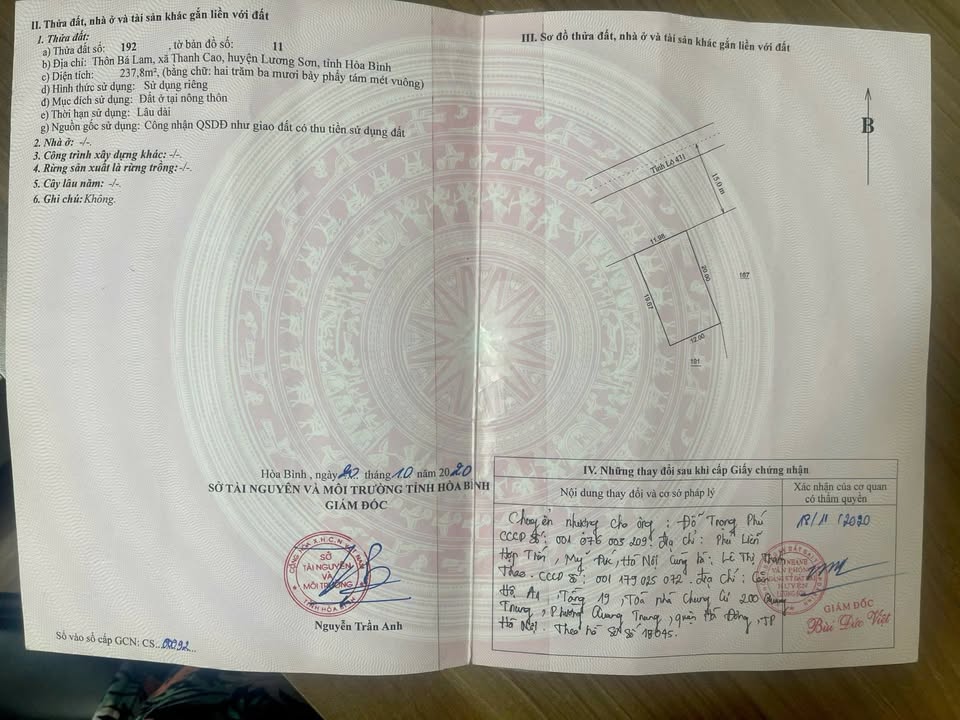 Đất thổ cư 238m² mặt đường Thanh Cao - Giá chỉ 31 triệu/m², đầu tư sinh lời ngay!