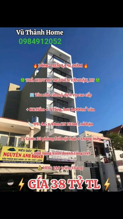 FrontHouse Nguyễn Văn Đậu, Bình Thạnh 193m² giá 38 tỷ - Dòng tiền 4,4%/năm ổn định!
