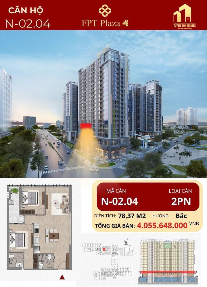 Căn hộ 2PN FPT4 Đường Hoàng Minh Thắng 78m² giá 4 tỷ - View đẹp, chính chủ!