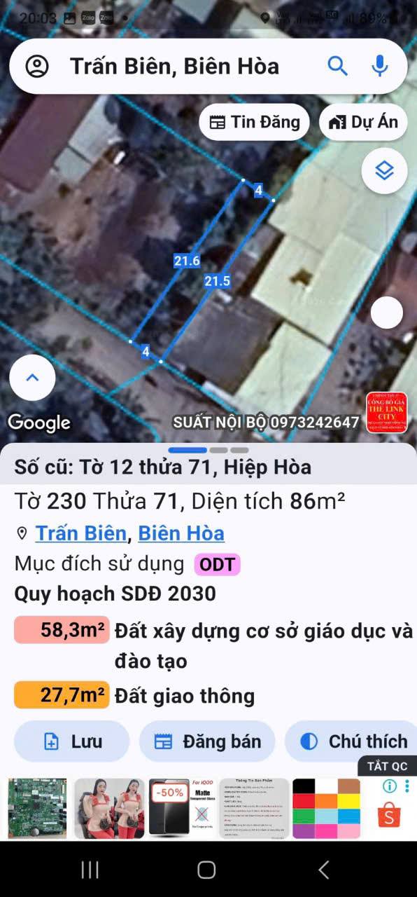 Đất thổ cư Hiệp Hòa, Biên Hòa 86m² giá 2.3 tỷ - Cơ hội đầu tư tốt!