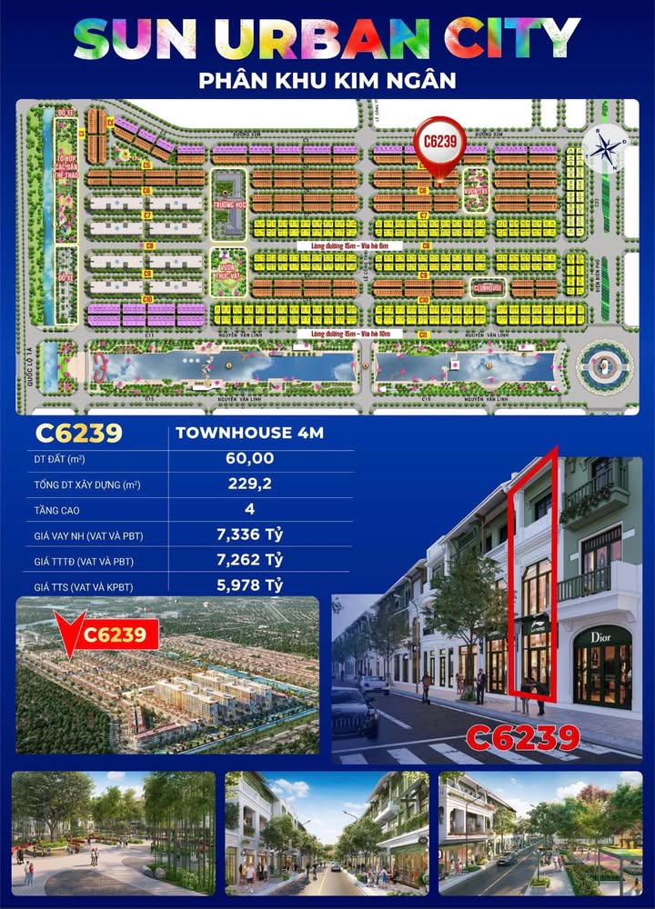 Townhouse 4m tại Sun Urban City - Kim Ngân 60m² giá chỉ từ 5.978 tỷ - Đầu tư sinh lời lý tưởng!