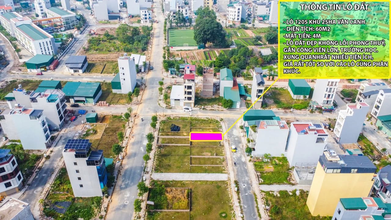 Đất nền khu 25ha, Vân Canh, Hoài Đức 60m² - Giá đầu tư hấp dẫn!