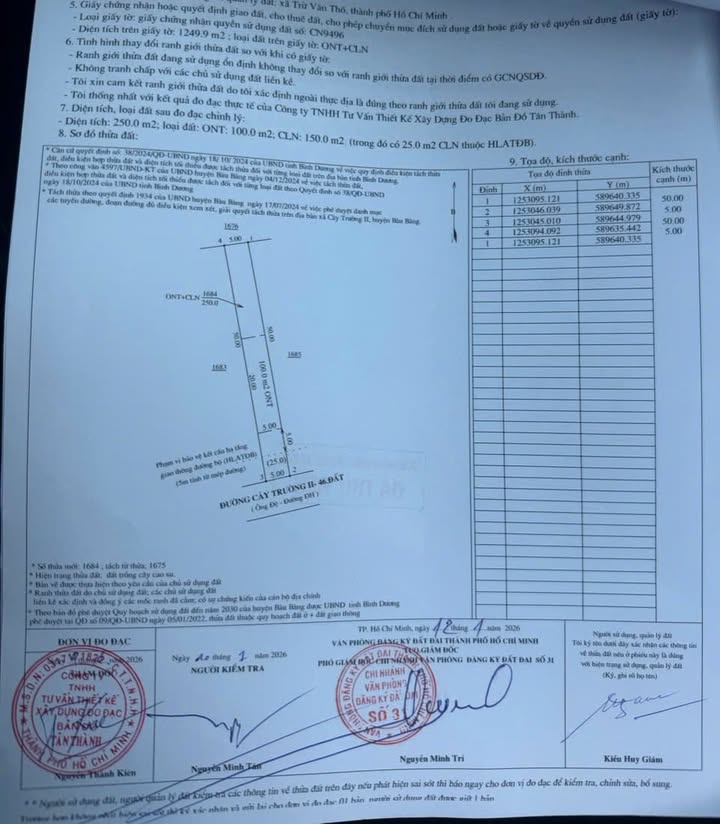 Đất nền khu Cây Trường 2, xã Bàu Bàng, 250m² giá 805 triệu - Cơ hội đầu tư hấp dẫn!