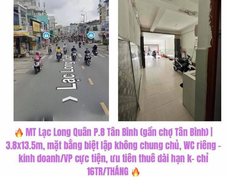 Mặt bằng cho thuê Lạc Long Quân, Tân Bình 51m² giá 16 triệu - Hợp kinh doanh mọi ngành nghề!