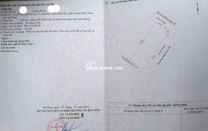 Đất GÓC 2MT đường Ngô Đức Kế & Phú Lộc 10, Thanh Khê, Đà Nẵng - 138m² - Kinh doanh thuận lợi!