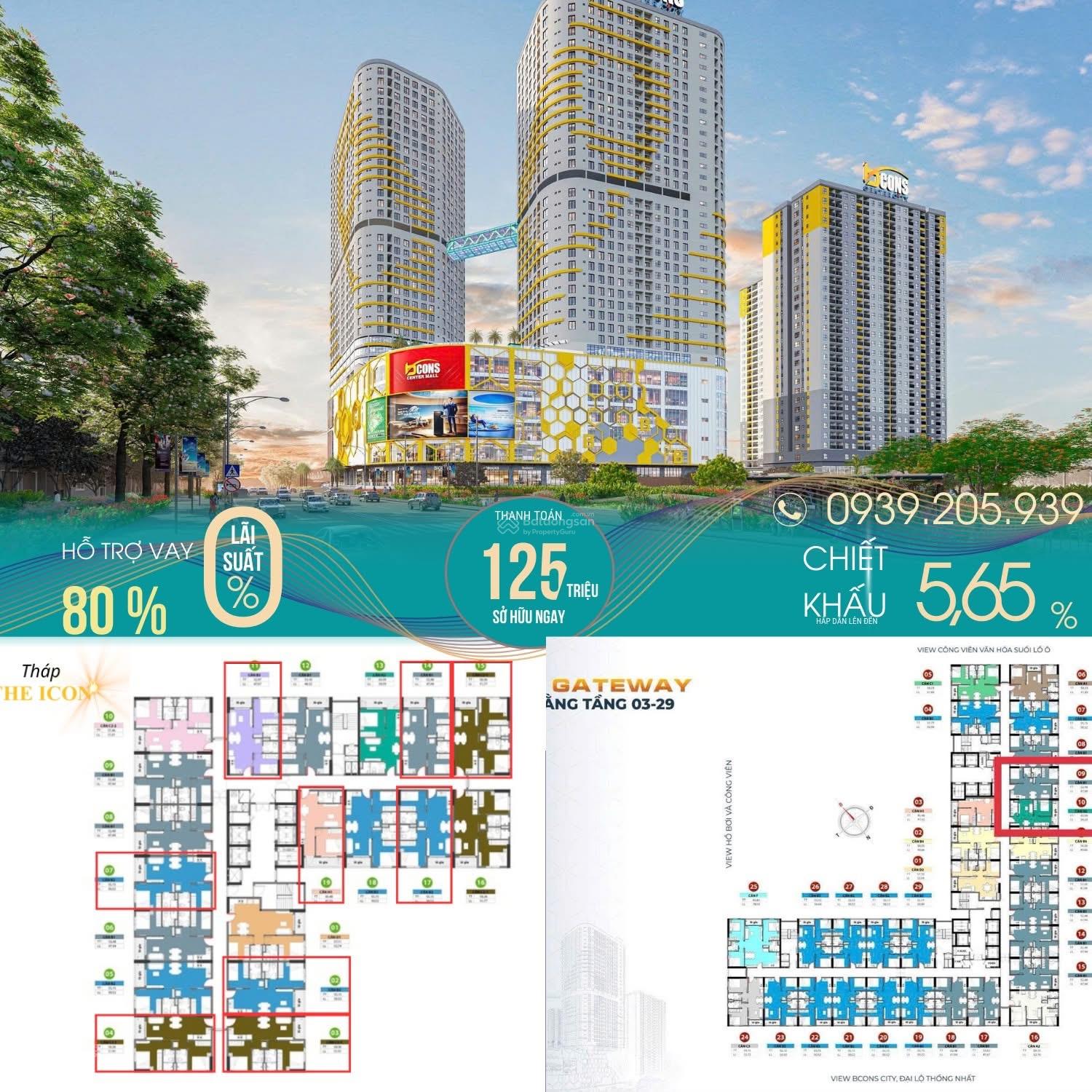 Căn hộ Bcons Center City Dĩ An 52.48m² giá 2.6 tỷ - Tặng tivi 65 inch và chiết khấu 5.65%!