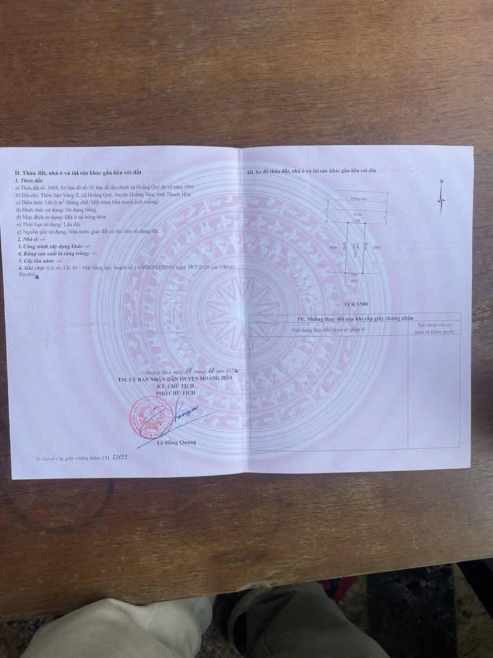 Đất nền thôn Sao Vang, Xã Hoằng Quý, 140m² - Đầu tư sinh lời ngay!