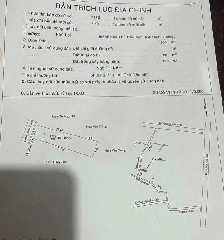 Đất Phú Lợi 174m² giá 3 tỷ - Sổ đỏ chính chủ, gần Hiệp Thành 3!