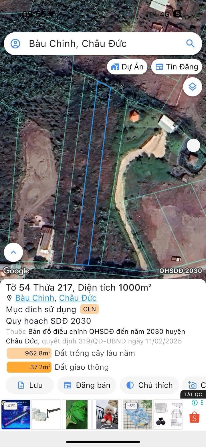 Đất nền Bàu Chinh 14400m² giá 3.196 tỷ - Đầu tư sinh lời hiệu quả!