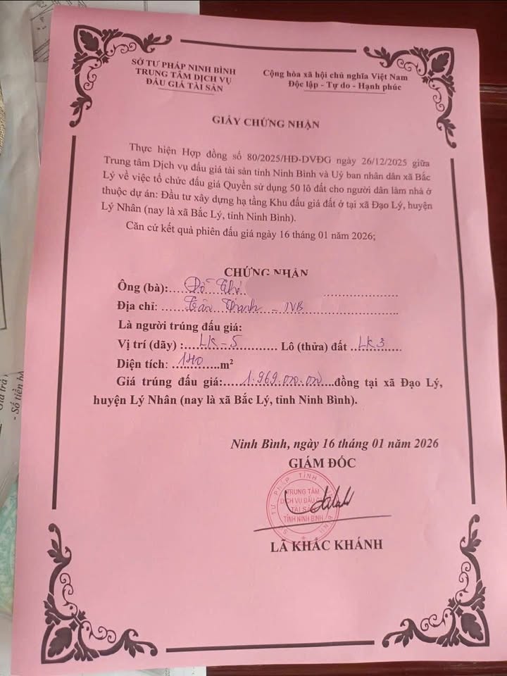 Đất nền 140m² tại Khu đấu giá Đạo Lý, Lý Nhân - Giá thỏa thuận hấp dẫn!
