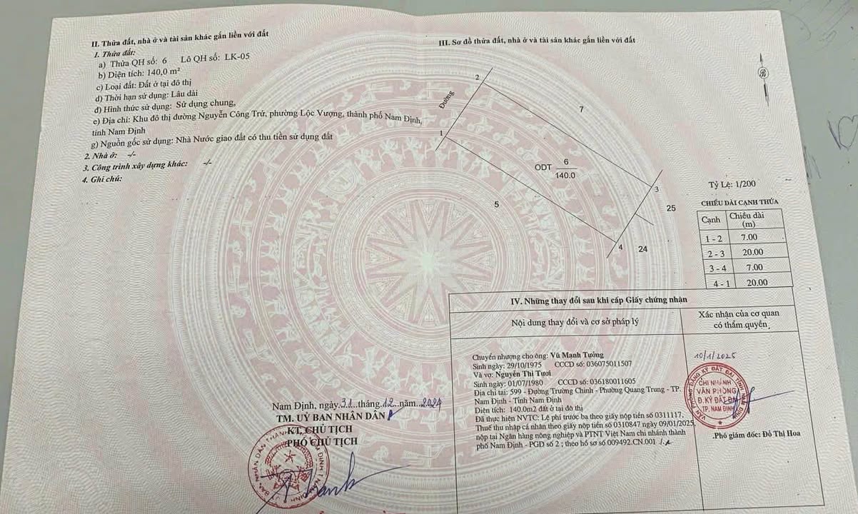 Đất mặt đường Nguyễn Công Trứ, Nam Định 140m² giá 9 tỷ - Đầu tư sinh lời ngay!