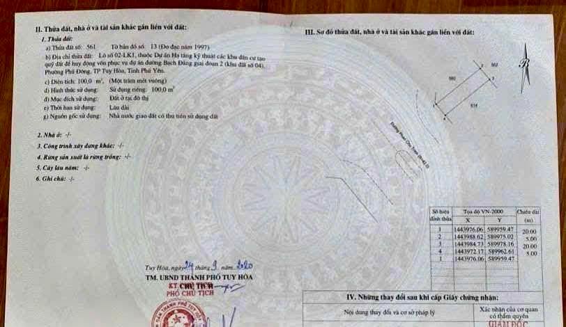 Đất nền khu LK sân bay Phú Yên 100m² giá 2 tỷ - Sổ hồng riêng, công chứng ngay!