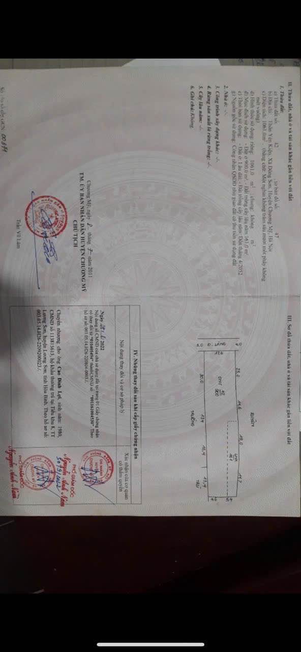 Đất thổ cư 1060m² xã Phú Nghĩa, Chương Mỹ - Giá chỉ 10.6 tỷ VND