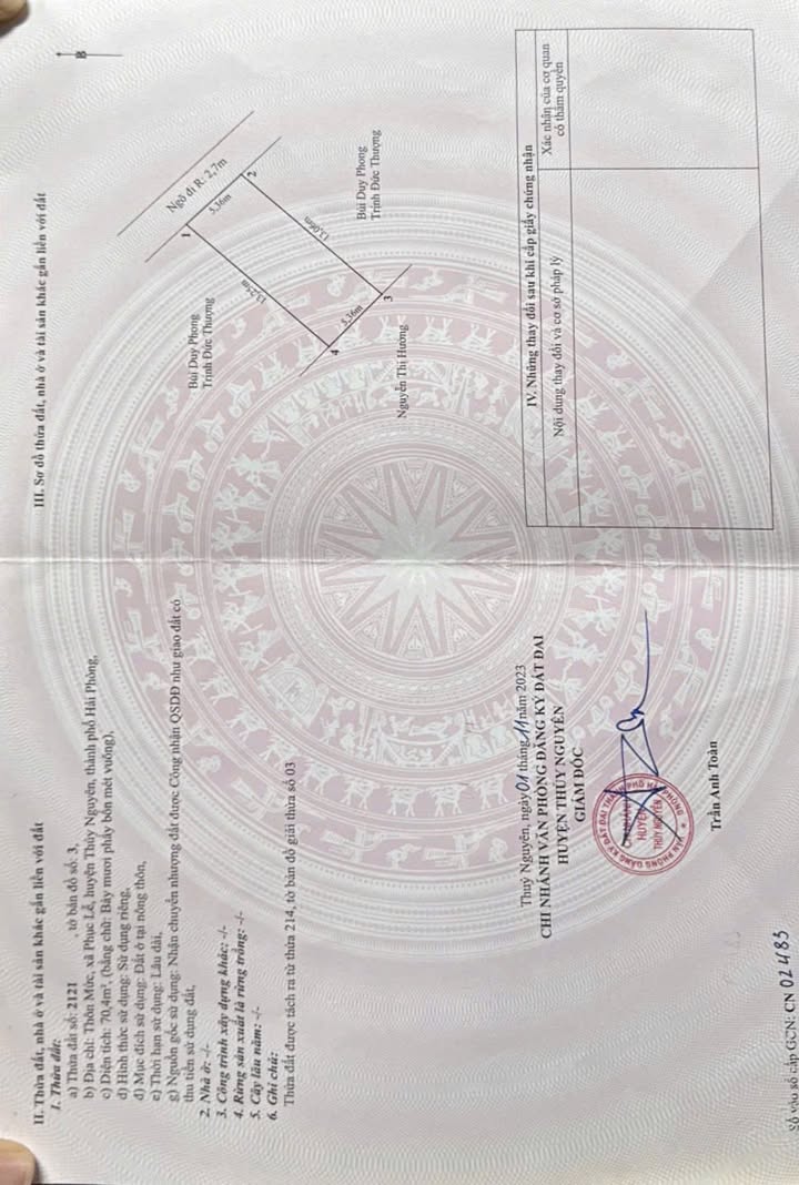 Lô đất Thôn Mức, Thủy Nguyên, Hải Phòng 70,4m² giá 1,2 tỷ - Đường ô tô vào tận nơi!