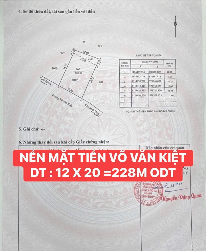 Đất nền mặt tiền Võ Văn Kiệt, Cần Thơ 228m² - Giá 6 tỷ, thương lượng