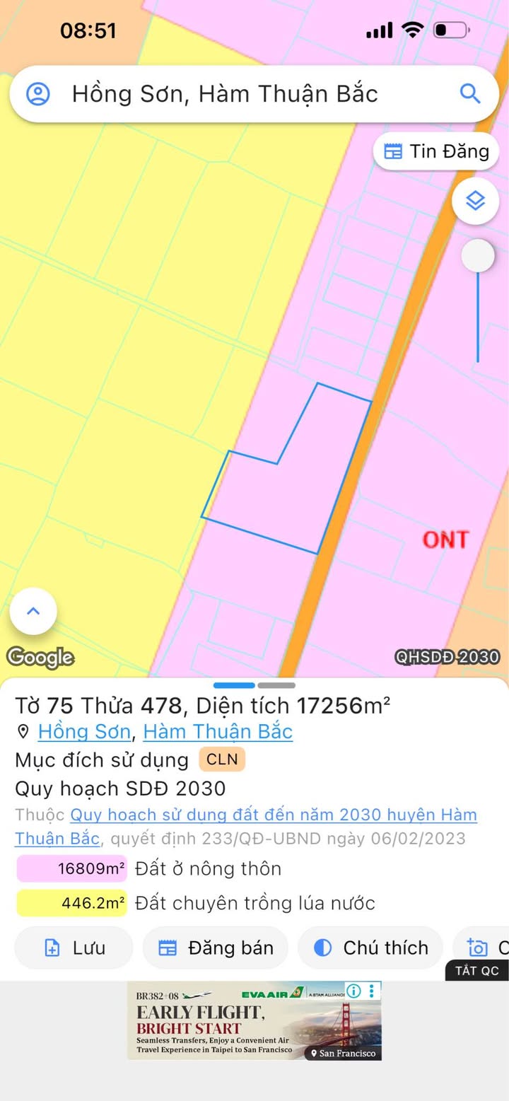 Đất thổ cư Hồng Sơn, 1008m² giá 1.5 tỷ - Mặt tiền đường bê tông 56m