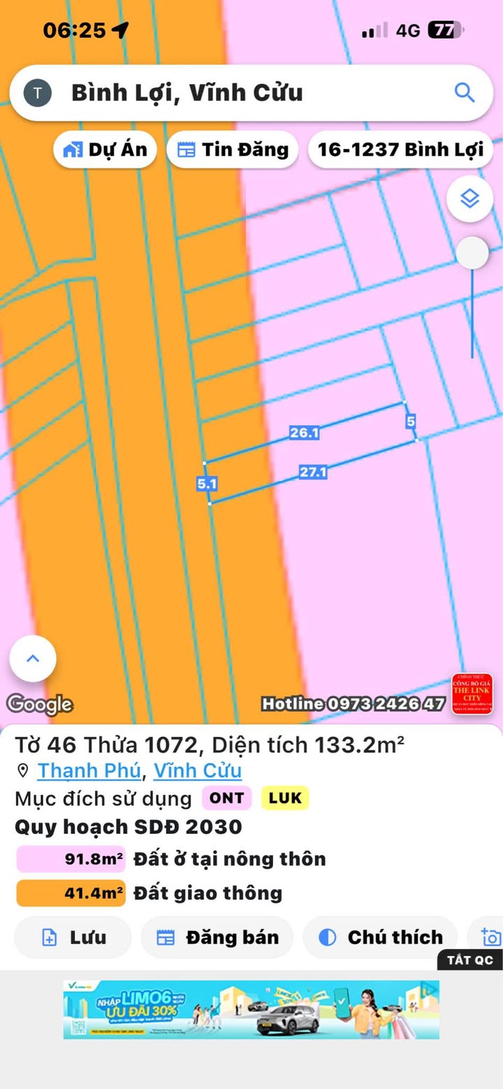 Đất nền Long Chiến Biên Hòa 133m² giá 650 triệu - Sổ riêng thổ cư