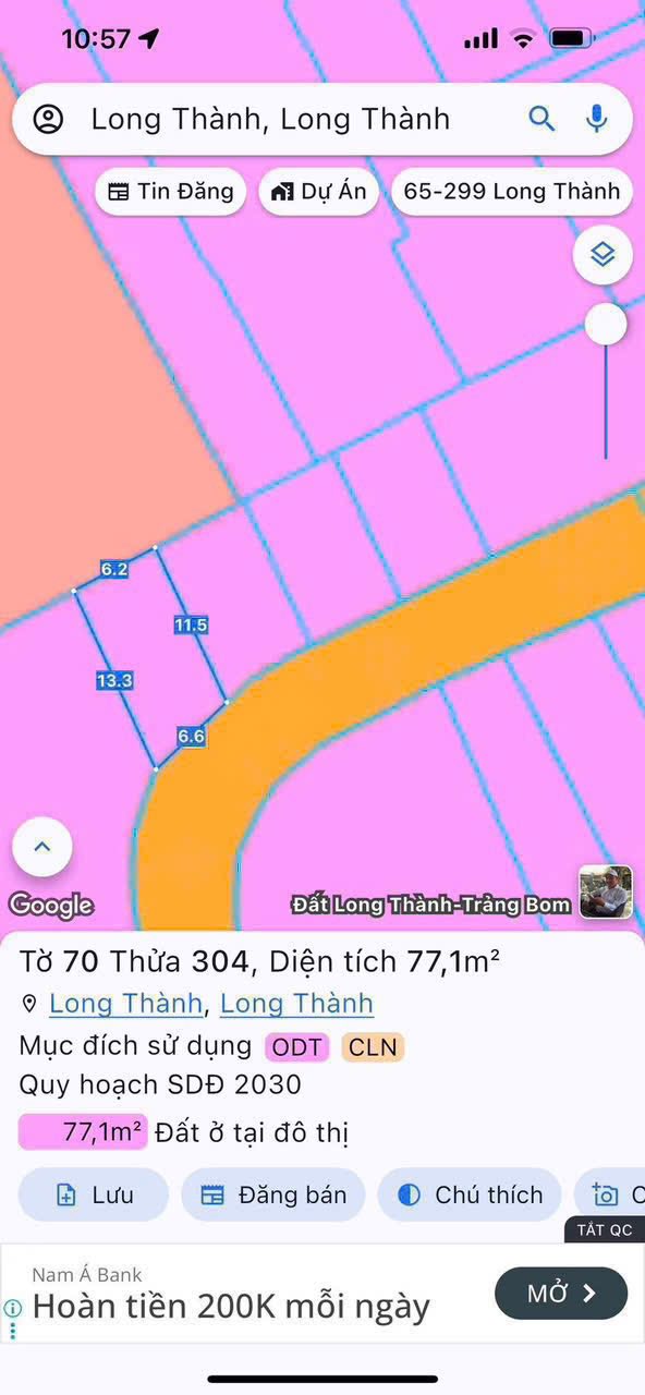 Đất thổ cư 72m² Đường Lê Lai, Long Thành - Giá chỉ 2.1 tỷ, cơ hội đầu tư hấp dẫn!