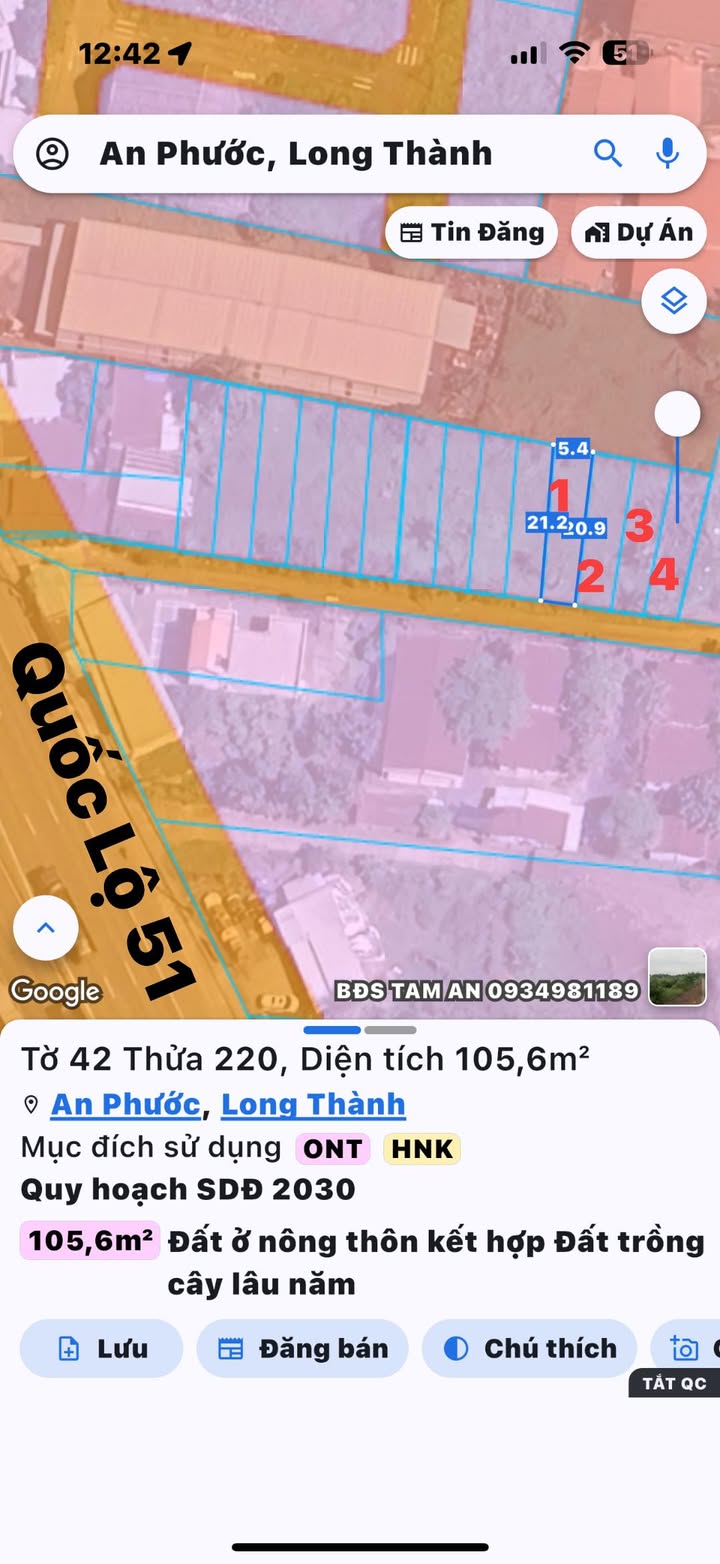 Đất nền 98m² tại Huyện Long Thành giá chỉ 1.5 tỷ - Giao thông thuận lợi!