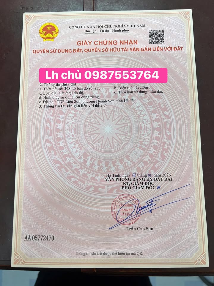 Lô đất nền Kỳ Liên 287m² giá 5.242 tỷ - Sổ đỏ chính chủ, không quy hoạch!