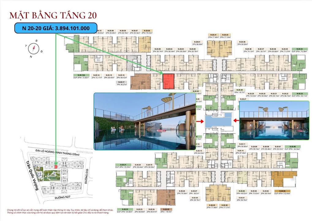 Căn hộ FPT PLAZA 4 Đà Nẵng 69.54m² giá 3.894 tỷ - Thiết kế hiện đại, view hồ bơi tuyệt đẹp!